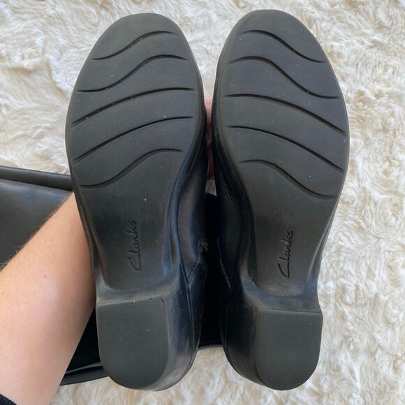 Clarks Women’s Knee High Ingalls Riding Boots 11 Black Leather Buckle Western - Picture 14 of 15